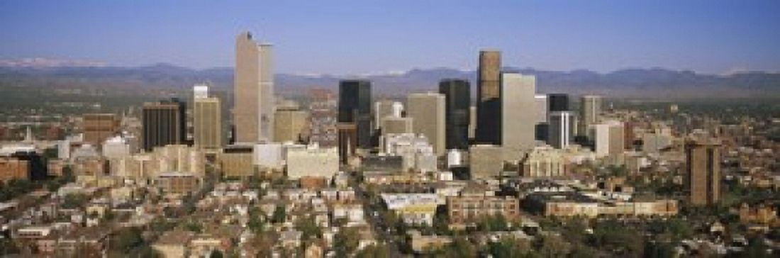 Skyscrapers in a city Denver Colorado USA Canvas Art - Panoramic Images (18 x 6)