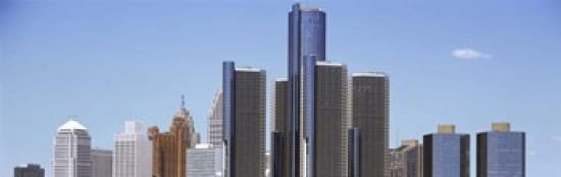 Skyscrapers in a city Detroit Wayne County Michigan USA Canvas Art - Panoramic Images (18 x 6)