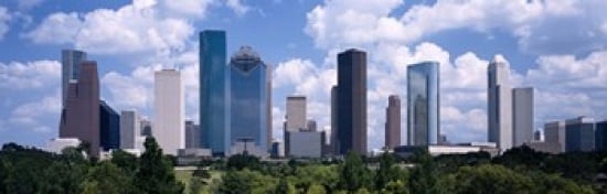 Skyscrapers in a city Houston Texas USA Canvas Art - Panoramic Images (36 x 12)