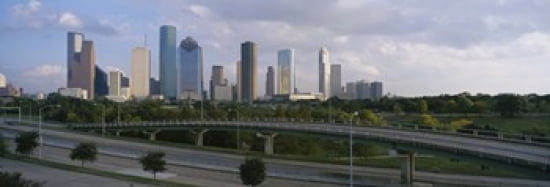 Skyscrapers in a city Houston Texas USA Canvas Art - Panoramic Images (36 x 13)