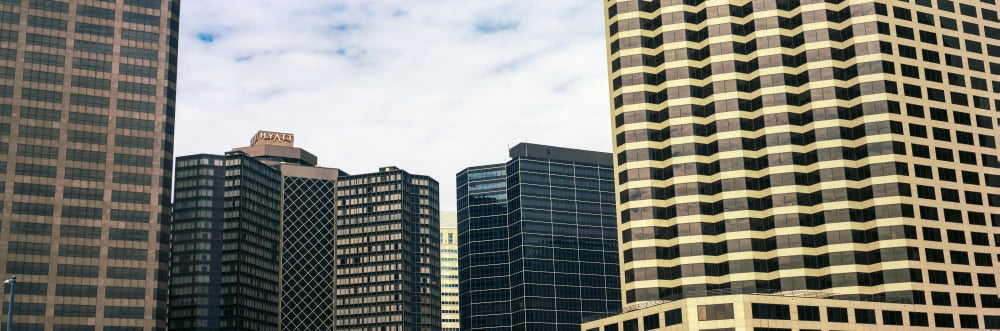 Skyscrapers in a city Hyatt Regency New Orleans New Orleans Louisiana USA Canvas Art - Panoramic Images (36 x 12)