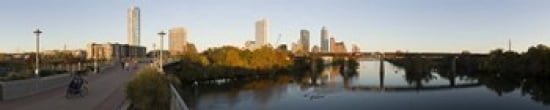 Skyscrapers in a city Lamar Street Pedestrian Bridge Austin Texas USA Canvas Art - Panoramic Images (38 x 8)