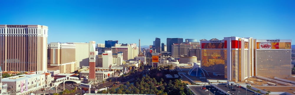 Skyscrapers in a city Las Vegas Nevada USA Canvas Art - Panoramic Images (27 x 9)