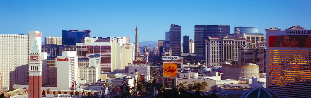 Skyscrapers in a city Las Vegas Nevada USA Canvas Art - Panoramic Images (27 x 9)