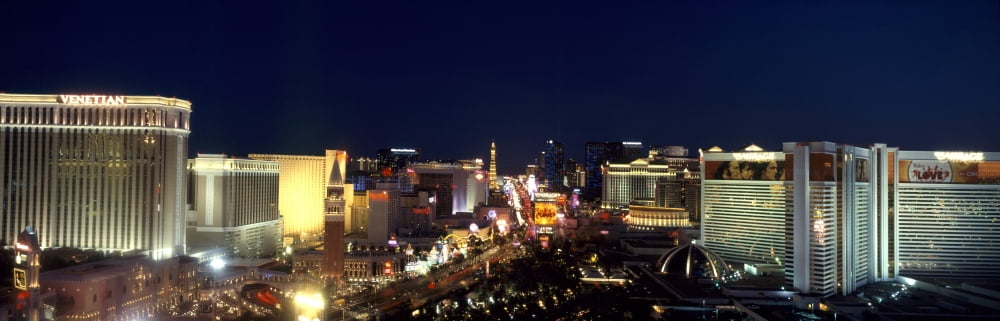 Skyscrapers in a city Las Vegas Nevada USA Canvas Art - Panoramic Images (27 x 9)