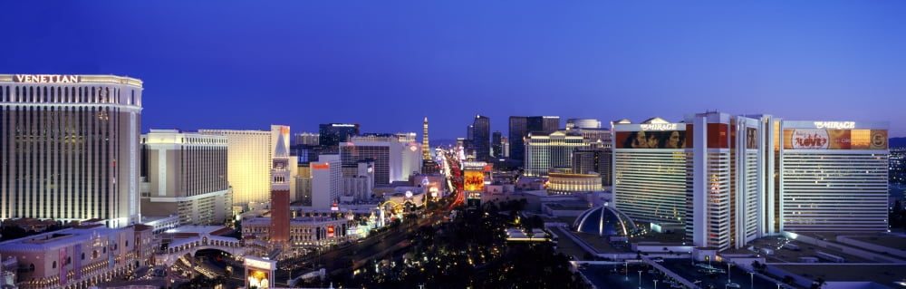 Skyscrapers in a city Las Vegas Nevada USA Canvas Art - Panoramic Images (36 x 12)