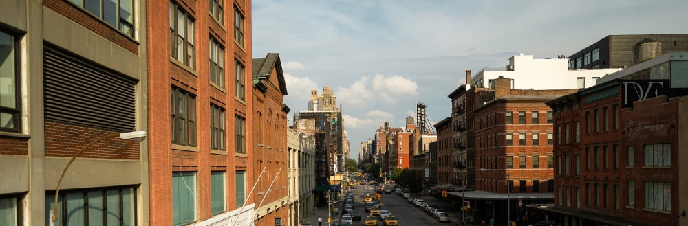 Skyscrapers in a city Lower West Side Manhattan New York City New York State USA Canvas Art - Panoramic Images (36 x 12)
