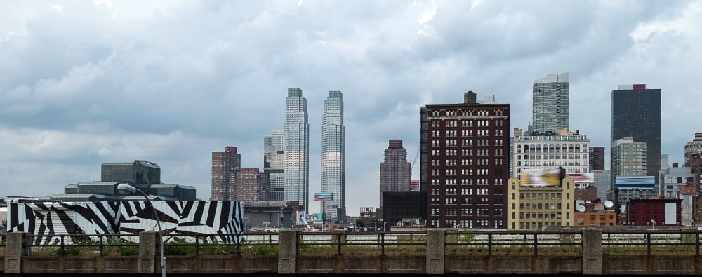 Skyscrapers in a city Lower West Side Manhattan New York City New York State USA Canvas Art - Panoramic Images (36 x 12)