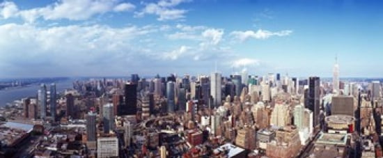 Skyscrapers in a city Manhattan New York City New York State USA 2011 Canvas Art - Panoramic Images (30 x 13)