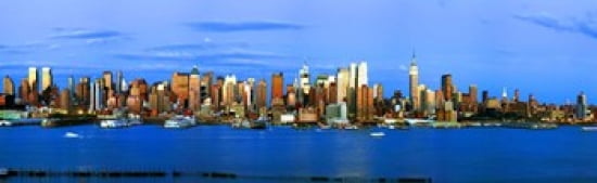 Skyscrapers in a city Manhattan New York City New York State USA Canvas Art - Panoramic Images (36 x 12)