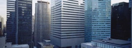 Skyscrapers in a city Manhattan New York City New York State USA Canvas Art - Panoramic Images (36 x 13)