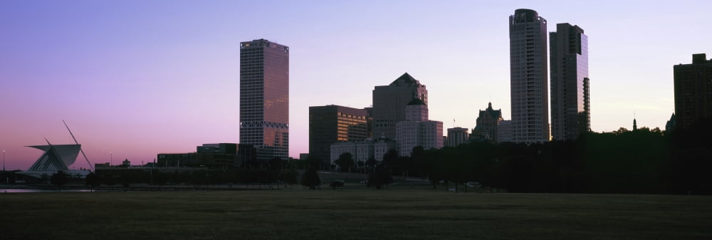 Skyscrapers in a city Milwaukee Wisconsin USA Canvas Art - Panoramic Images (12 x 36)