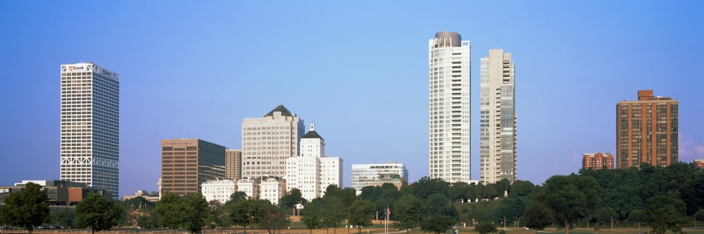 Skyscrapers in a city Milwaukee Wisconsin USA Canvas Art - Panoramic Images (6 x 18)