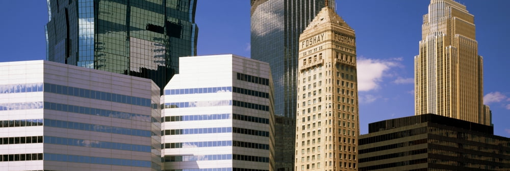 Skyscrapers in a city Minneapolis Minnesota USA Canvas Art - Panoramic Images (6 x 18)