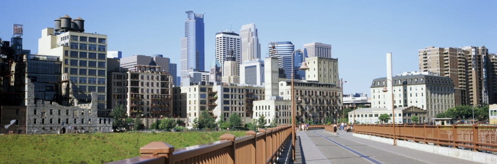 Skyscrapers in a city Minneapolis Minnesota USA Canvas Art - Panoramic Images (6 x 18)