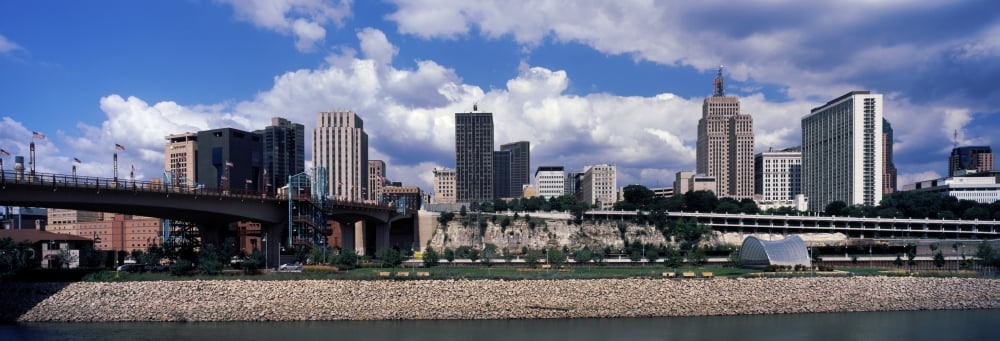 Skyscrapers in a city Mississippi River St Paul Minnesota USA Canvas Art - Panoramic Images (13 x 36)