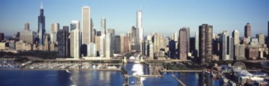 Skyscrapers in a city Navy Pier Chicago Harbor Chicago Cook County Illinois USA 2011 Canvas Art - Panoramic Images (36 x 12)