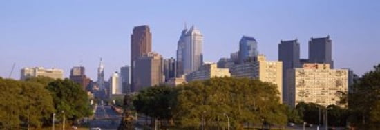 Skyscrapers in a city Philadelphia Pennsylvania USA Canvas Art - Panoramic Images (36 x 13)