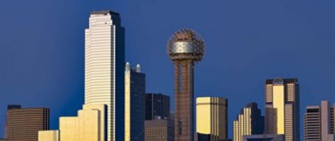 Skyscrapers in a city Reunion Tower Dallas Texas USA Canvas Art - Panoramic Images (15 x 6)