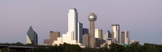 Skyscrapers in a city Reunion Tower Dallas Texas USA Canvas Art - Panoramic Images (36 x 12)