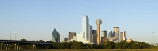 Skyscrapers in a city Reunion Tower Dallas Texas USA Canvas Art - Panoramic Images (36 x 12)