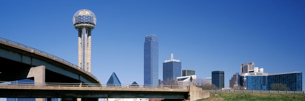Skyscrapers in a city Reunion Tower Dallas Texas USA Canvas Art - Panoramic Images (36 x 12)