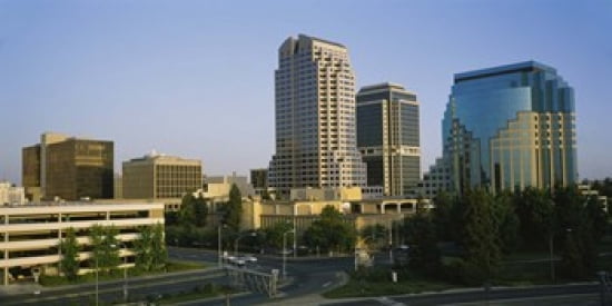 Skyscrapers in a city Sacramento California USA Canvas Art - Panoramic Images (24 x 12)