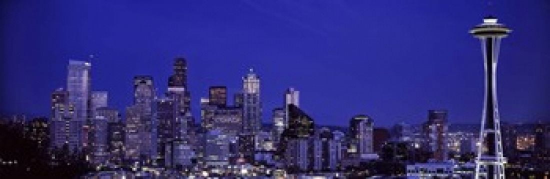 Skyscrapers in a city Seattle Washington State USA Canvas Art - Panoramic Images (18 x 6)