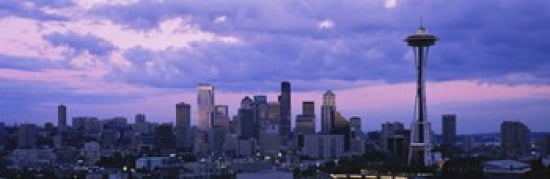 Skyscrapers in a city Seattle Washington State USA Canvas Art - Panoramic Images (36 x 12)