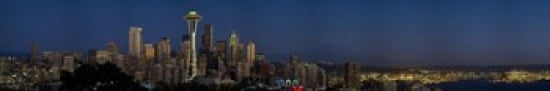 Skyscrapers in a city Space Needle Seattle King County Washington State USA Canvas Art - Panoramic Images (44 x 8)