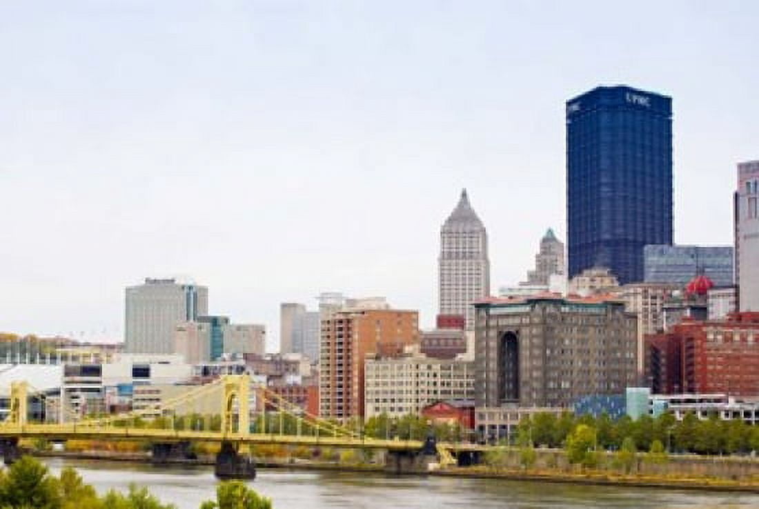 Skyscrapers in a city Tenth Street Bridge Pittsburgh Pennsylvania USA Canvas Art - Panoramic Images (36 x 25)