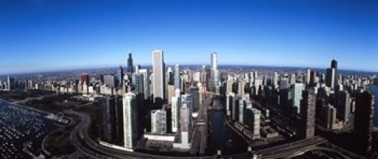 Skyscrapers in a city Trump Tower Chicago River Chicago Cook County Illinois USA 2011 Canvas Art - Panoramic Images (30 x 13)