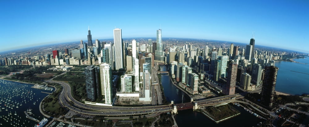 Skyscrapers in a city Willis Tower Chicago Cook County Illinois USA Canvas Art - Panoramic Images (36 x 12)