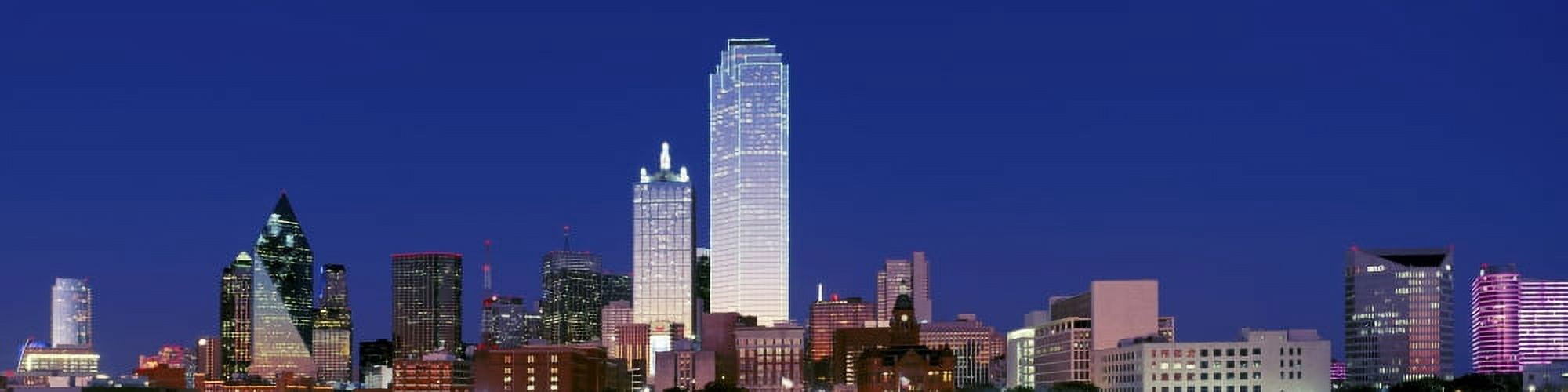 Skyscrapers in a city at dusk Dallas Texas USA Canvas Art - Panoramic Images (36 x 9)