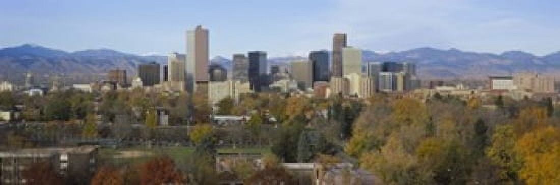 Skyscrapers in a city with mountains in the background Denver Colorado USA Canvas Art - Panoramic Images (18 x 6)
