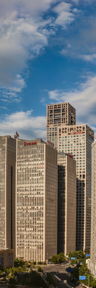 Skyscrapers in a downtown city Beijing China Canvas Art - Panoramic Images (6 x 18)