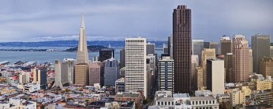 Skyscrapers in the city with the Oakland Bay Bridge in the background San Francisco California USA 2011 Canvas Art - Panoramic Images (30 x 12)