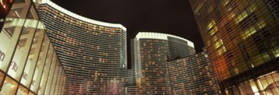 Skyscrapers lit up at night Citycenter The Strip Las Vegas Nevada USA Canvas Art - Panoramic Images (36 x 13)