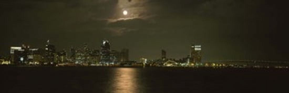Skyscrapers lit up at night Coronado Bridge San Diego California USA Canvas Art - Panoramic Images (18 x 6)