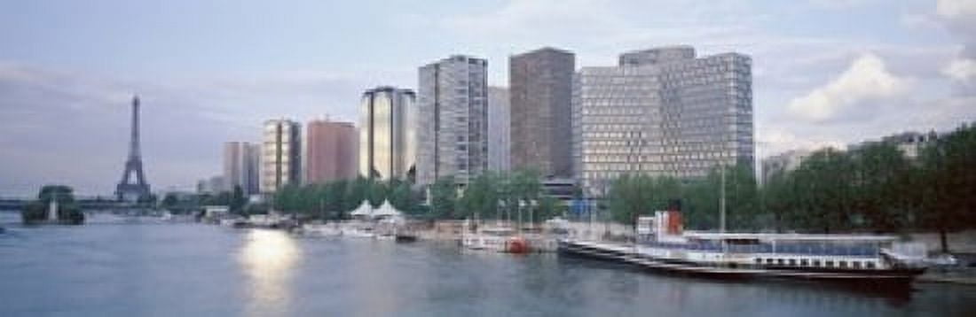 Skyscrapers near a river Paris France Canvas Art - Panoramic Images (18 x 6)