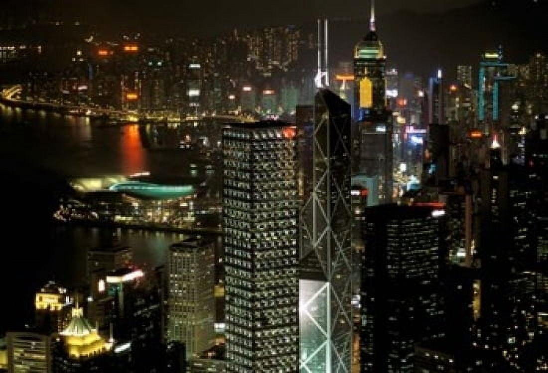 Skyscrapers of Victoria Harbor Hong Kong China Canvas Art - Charles Crust DanitaDelimont (24 x 15)