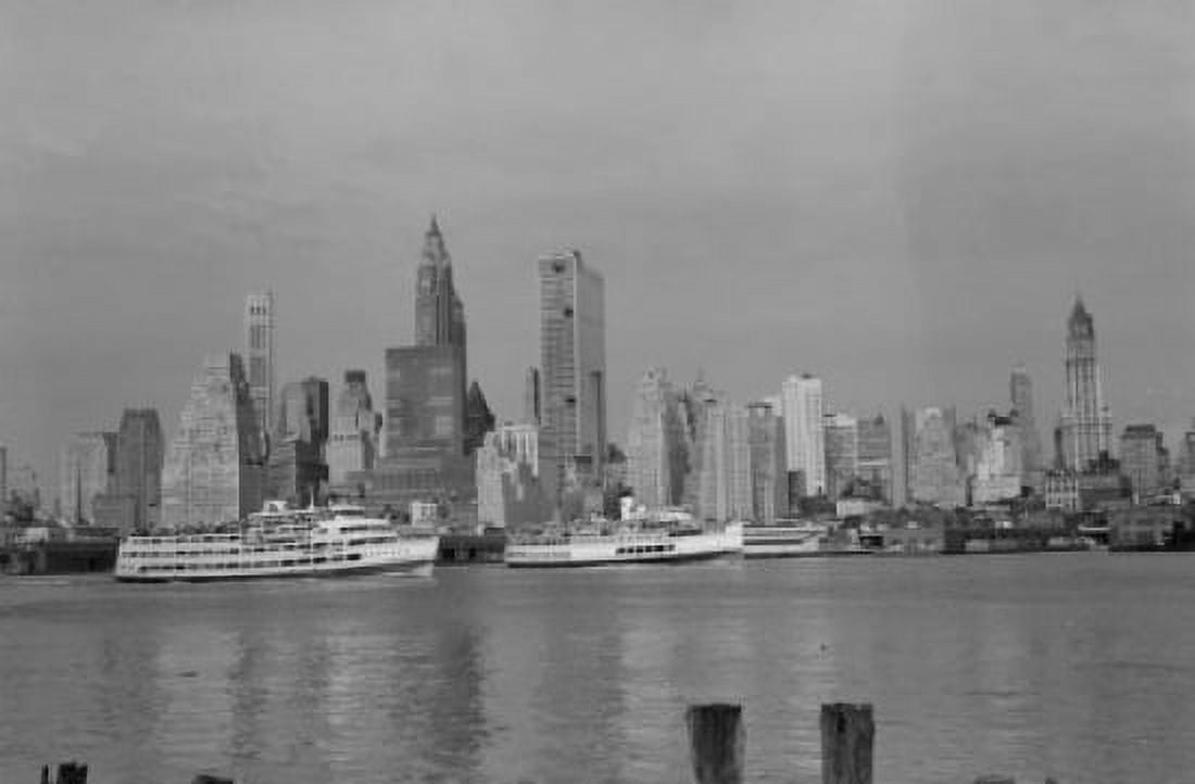 Skyscrapers on the waterfront Manhattan New York City New York USA Canvas Art - (24 x 36)