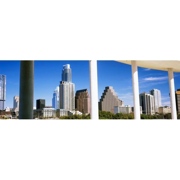 Skyscrapers viewed from the Long Center for the Performing Arts Austin Texas USA Canvas Art - Panoramic Images (36 x 12)