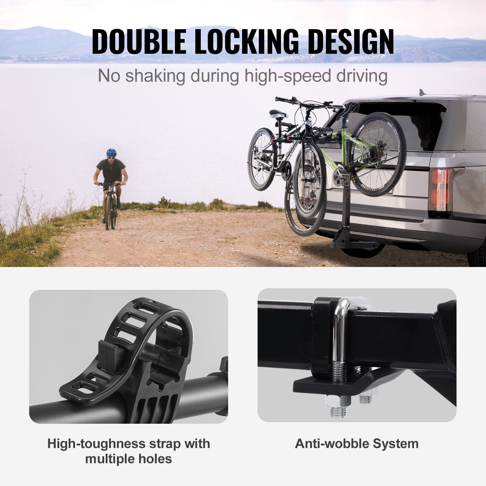 KFFKFF RC-1803H Hitch Mount Folding Swing Down Bicycle Carrier, 37.4 x ...