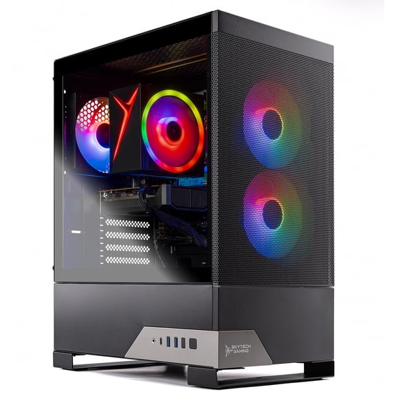 Skytech Gaming Nebula 2 Desktop PC, Ryzen 7 9700X, AMD RX 9060XT 16GB, 1TB NVMe SSD, 32GB DDR5 RAM, 650W GOLD PSU, 240mm ARGB AIO, Win 11