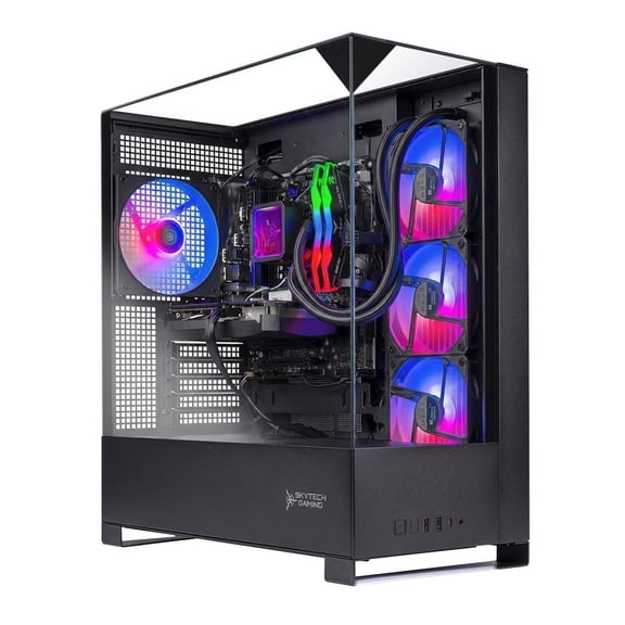 Skytech Gaming Shadow 5 Gaming PC, AMD Ryzen 9 9900X 4.4GHz, NVIDIA RTX 5070 12GB VRAM, 1TB NVMe SSD, 32GB DDR5 RAM 6000, 750W GOLD PSU, 360 ARGB AIO , Wi-Fi, Win 11, Desktop