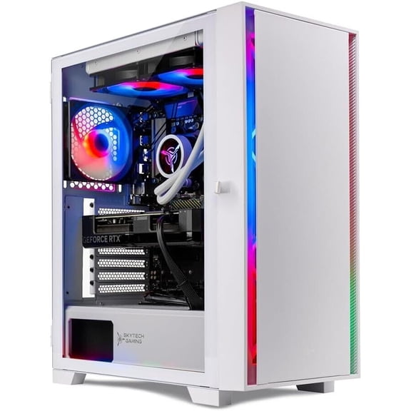 Skytech Gaming Shiva Gaming PC, Intel i7 12700F 2.1 GHz, RTX 4060, 1TB NVME, 16GB DDR4 RAM 3200, 600W Gold PSU Wi-Fi, Win 11 Home, RGB-Keyboard and RGB-Mouse Included