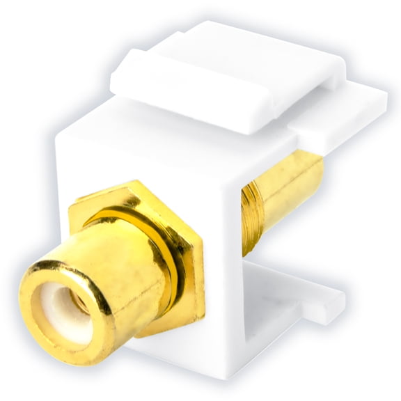 Skywalker RCA Female to RCA Female Keystone Jack Insert (Yellow Band, White)