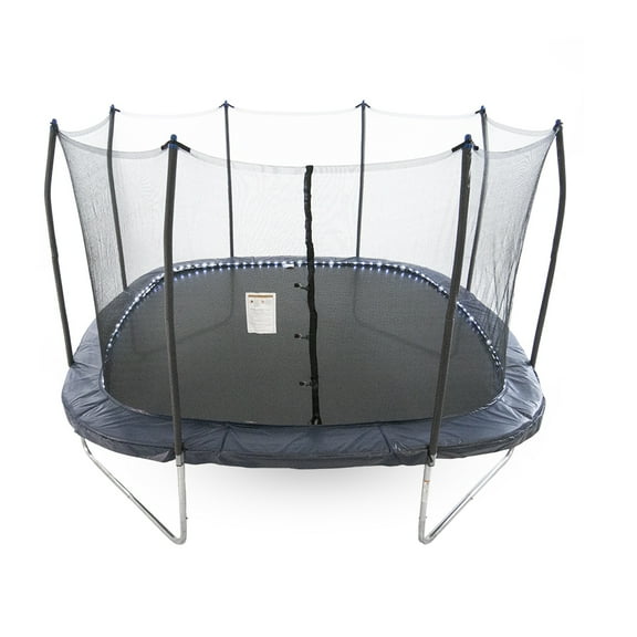 Skywalker Sports Square Outdoor Trampoline with Lighted Spring Pad, Navy, 13 ft