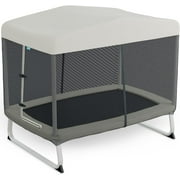 Skywalker Trampolines 6x4ft Rectangle Trampoline with Safety Enclosure Net - Indoor/Outdoor Mini Trampoline for Kids & Toddlers, Durable Steel Frame (Greige)​